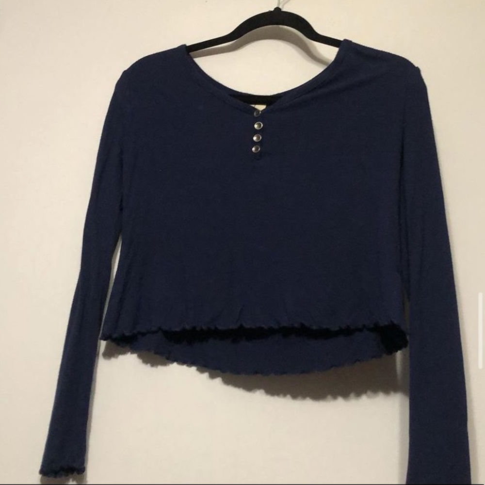 Navy blue long sleeve shirt